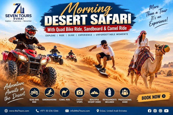 Morning Desert safari With Quad bike ride Sandboard & Camel ride - Photo 1 of 22